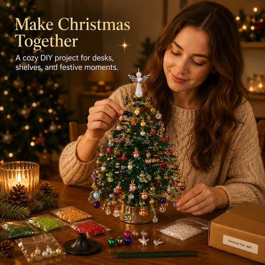 DIY Beaded Christmas Tree Craft Kit - Tabletop Holiday Decoration