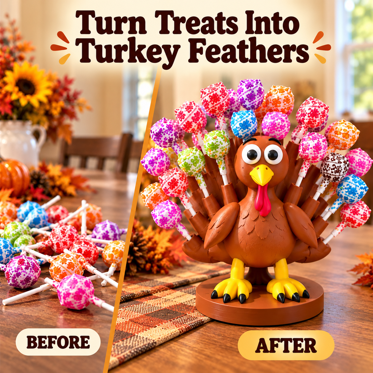 Turkey Lollipop Holder A Rainbow Tail of Thanksgiving Fun