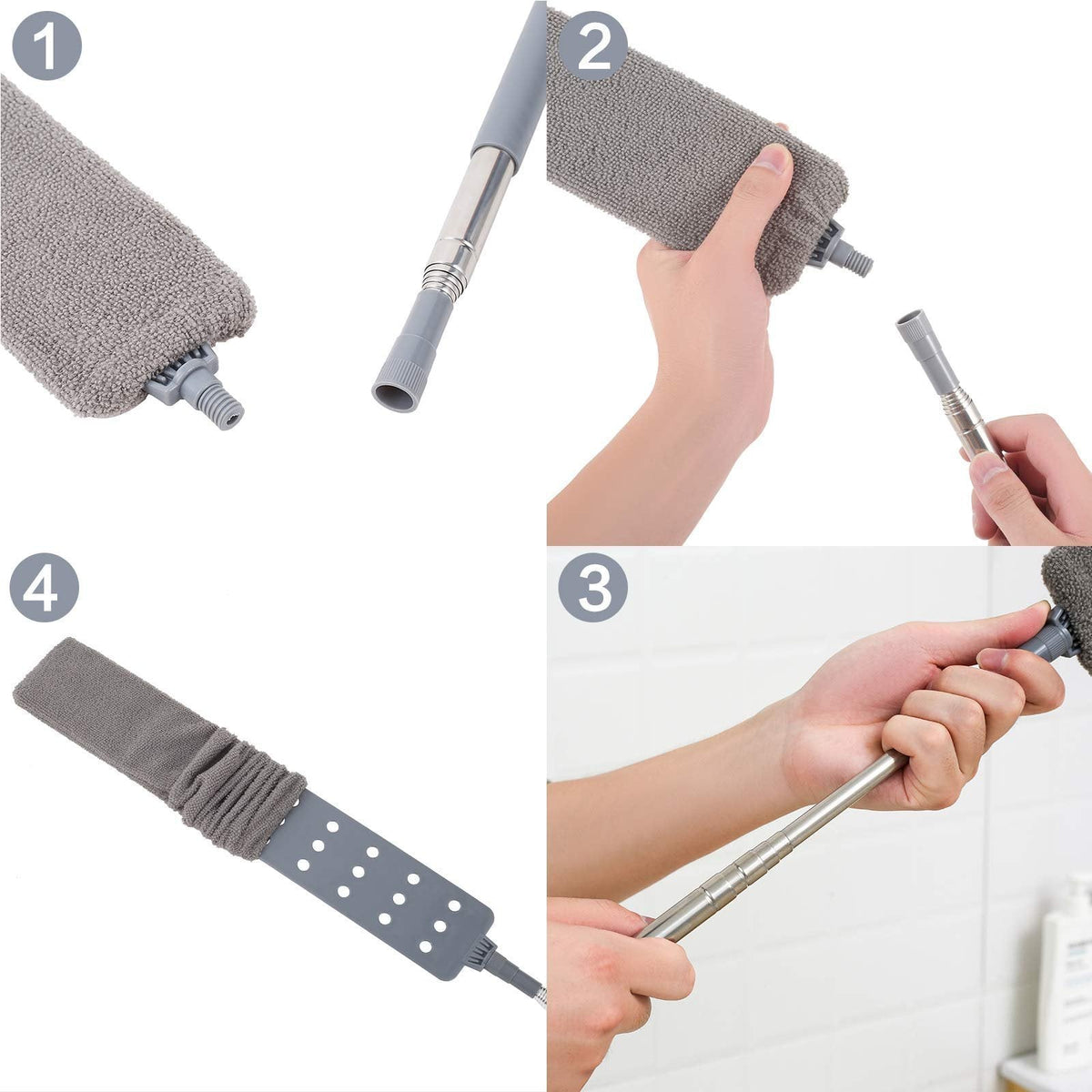 Retractable Gap Dust Cleaner With 3pcs Towels