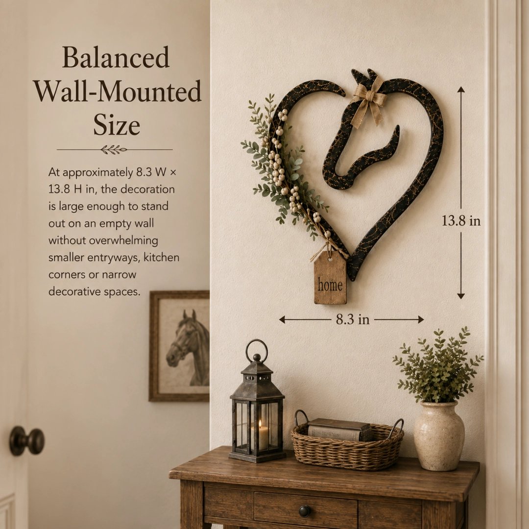 Rustic Horse Heart Wall Decor with Greenery Farmhouse Equestrian Home Accent