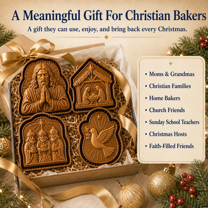 Faith & Nativity Christmas Mini Pie Mold Collection | Reusable Embossed Molds for Shaping Detailed Praying Jesus