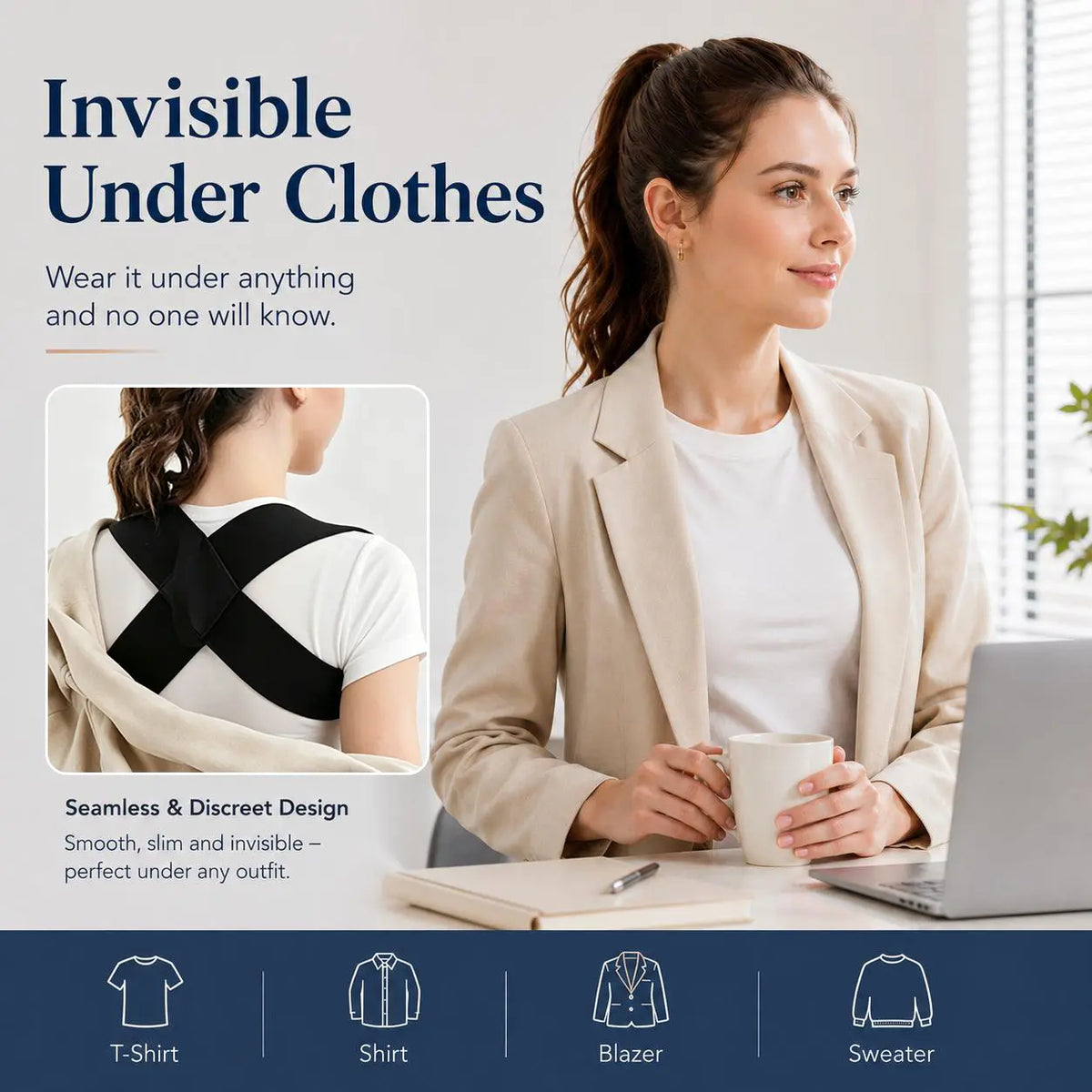 Adjustable Posture Corrector Comfortable Back Support Brace for Men & Women (XS XXL)