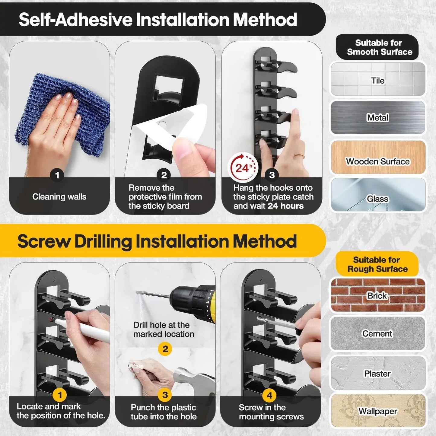 Wall-Mounted Hat Hook Set