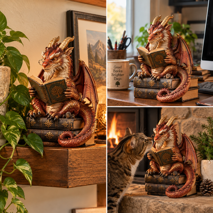 Wandering Scholar Dragon Enchanted Reading Figurine