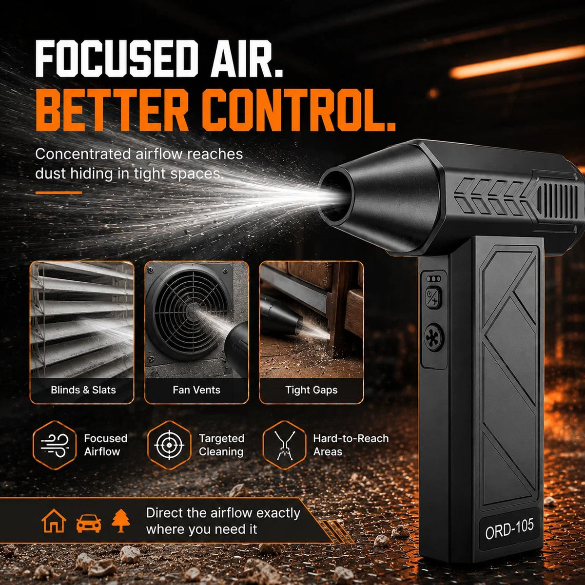Cordless Turbo Air Duster for Cars, Garages & Workspaces