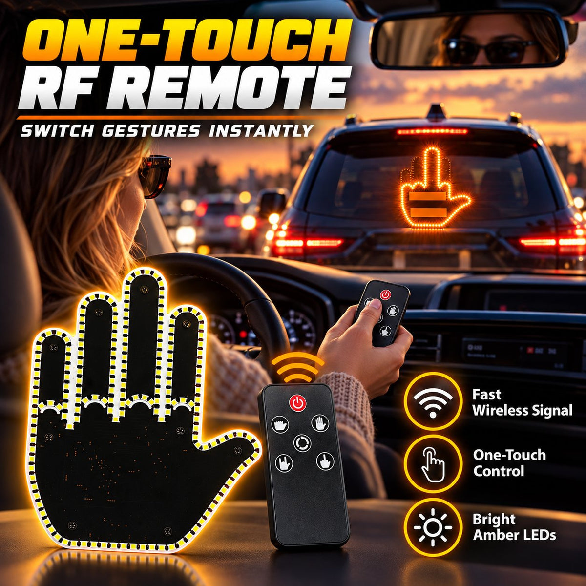 Wireless Car LED Gesture Light Express Yourself on the Road Instantly!
