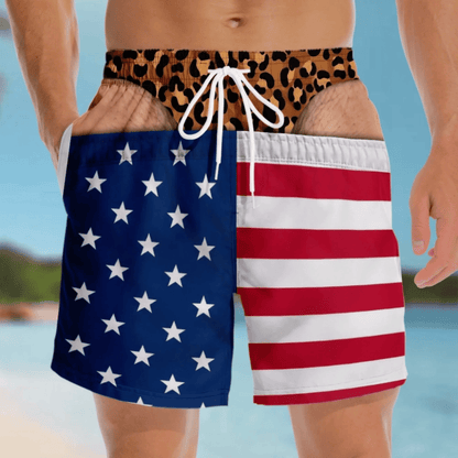 Funny Patriotic Men Swim Trunks - Personalized Birthday Gifts For Husband, Son, Grandson, Brother, Grandpa, Dad