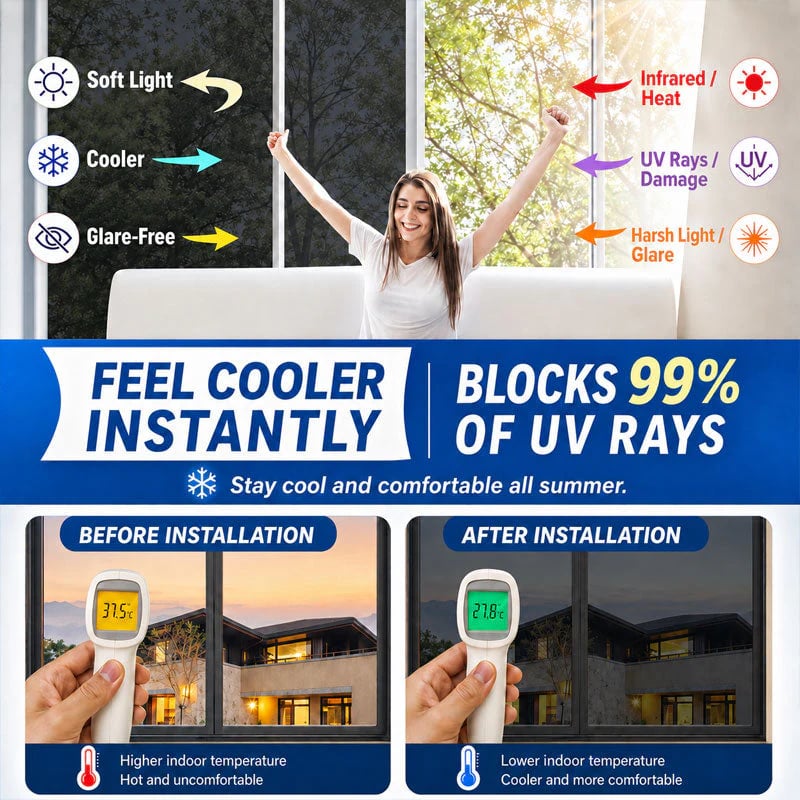 One-Way Mirror Window Film Heat Control & UV Protection