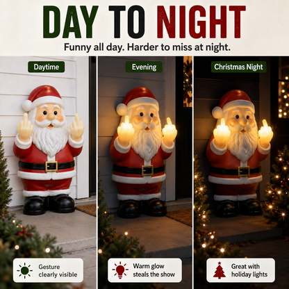 Mischievous Light-Up Middle Finger Santa Christmas Decor