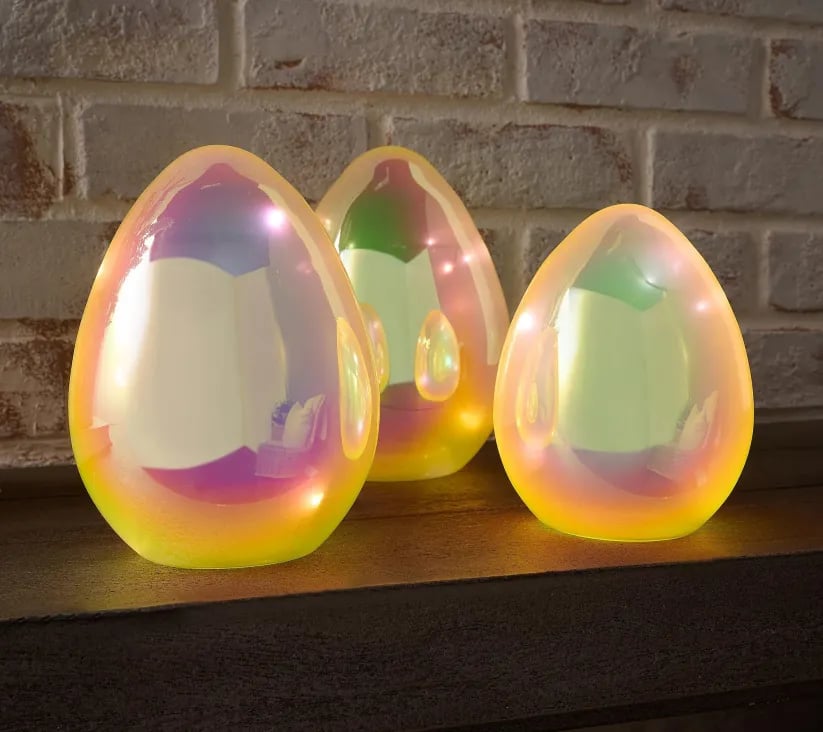 Easter Decor - Glowing Pearlescent Glass Egg Trio