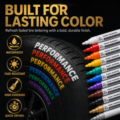 Oil-Based Waterproof Tire Marker Pen Single-color 5-pack