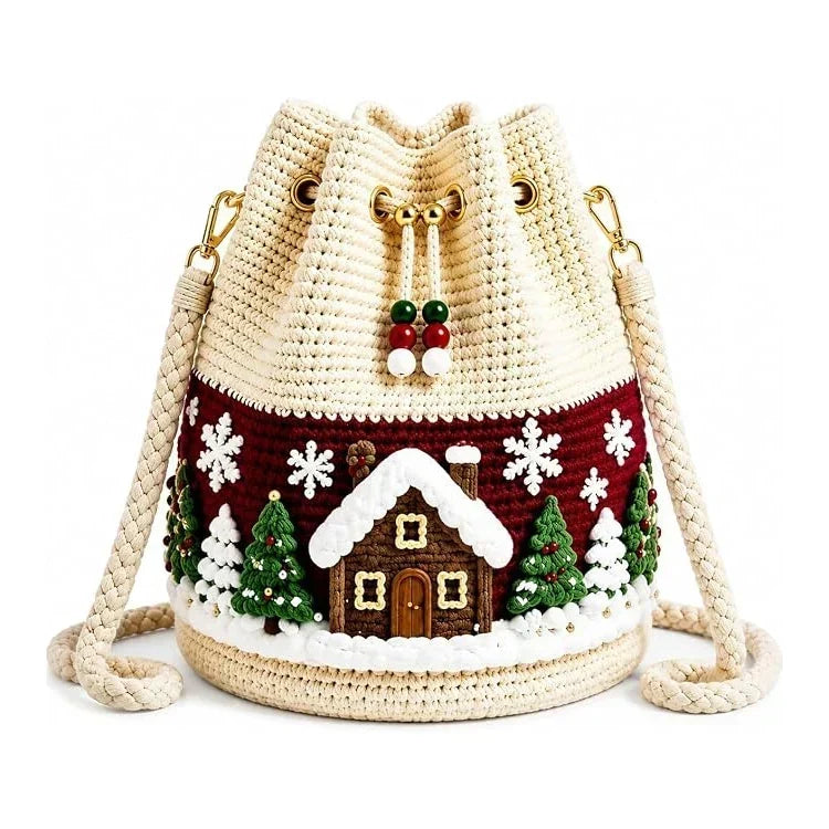 3D Christmas Crochet Bucket Bag