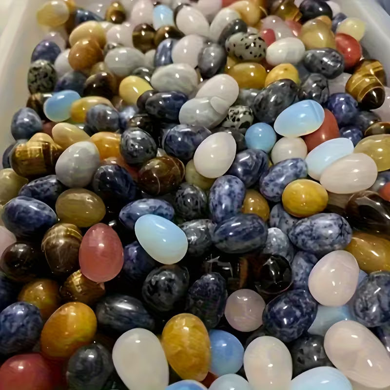 10Pcs Easter Egg Stones | Crystal Polished Gemstone Eggs | DIY Home Decor Accents