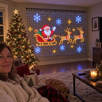 Smart LED Curtain Lights | App-Controlled Animated Christmas Wall Display