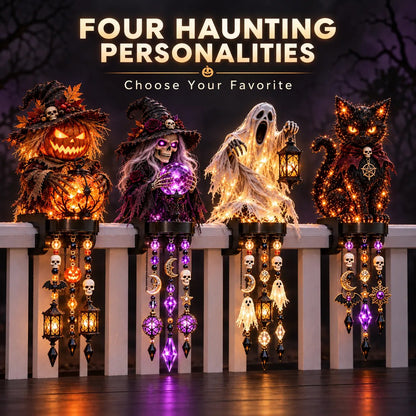 Halloween Character Glow Cascade Railing Lights Pumpkin, Witch, Ghost & Black Cat