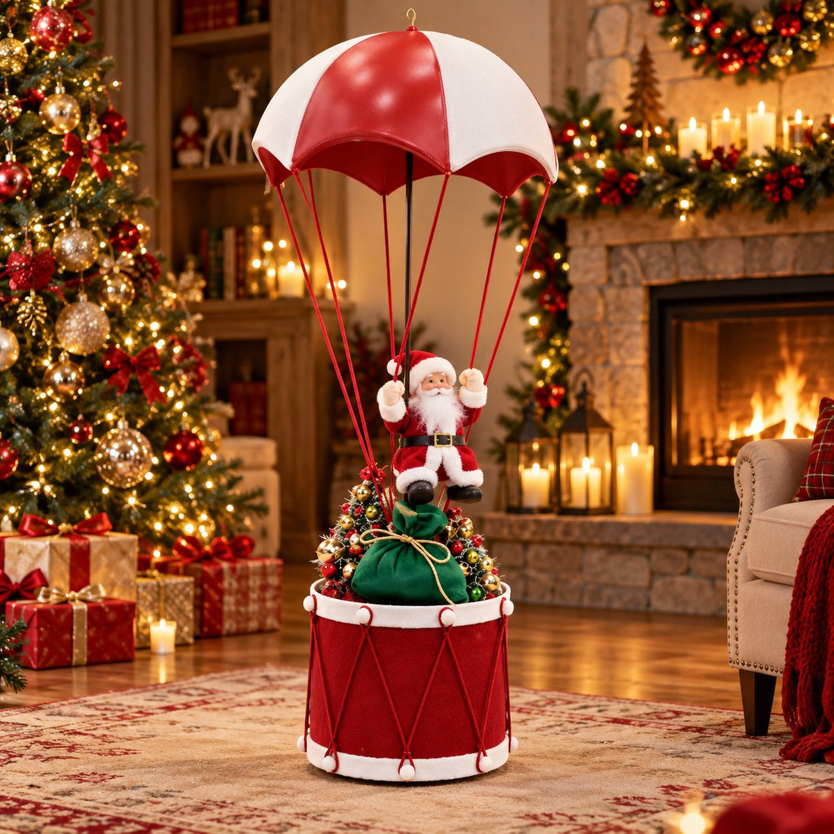 Lighted Musical Hanging Santa | Collapsible Christmas D cor