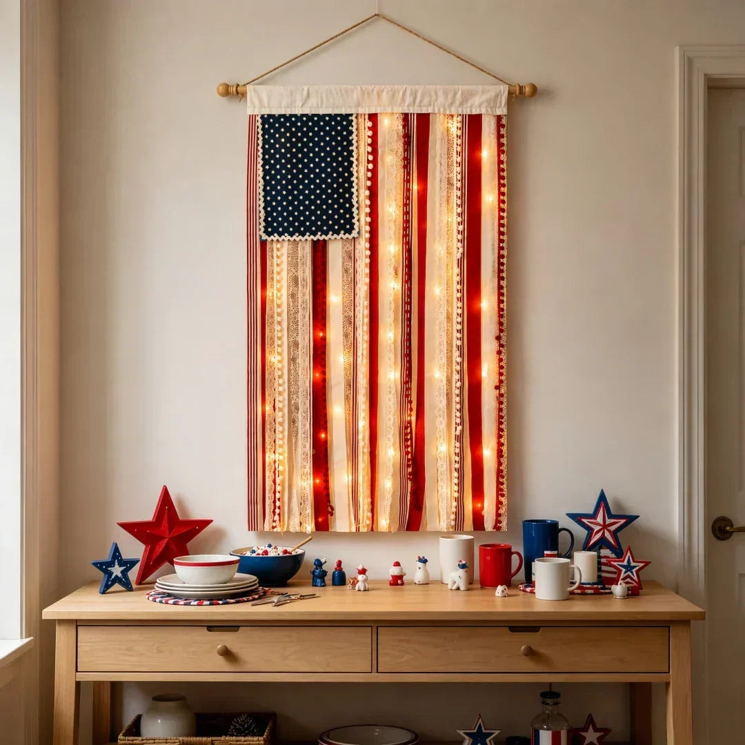 Lighted American Flag Banner
