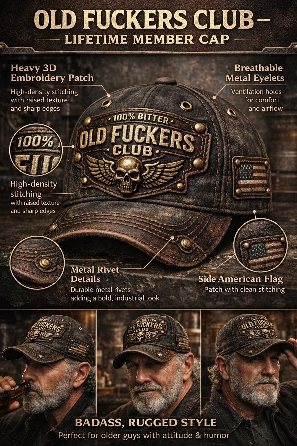 Old Fuckers Club Vintage Baseball Cap-2026