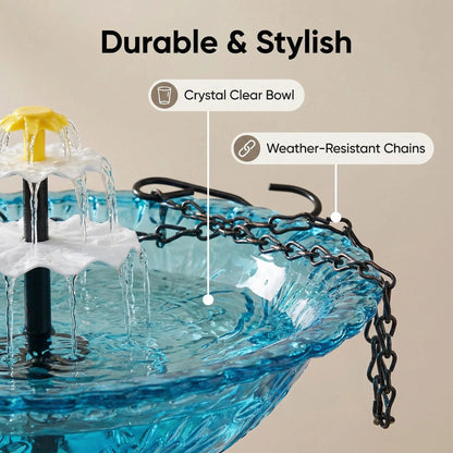 Year --Solar Cascade Hanging Bird Bath Fountain