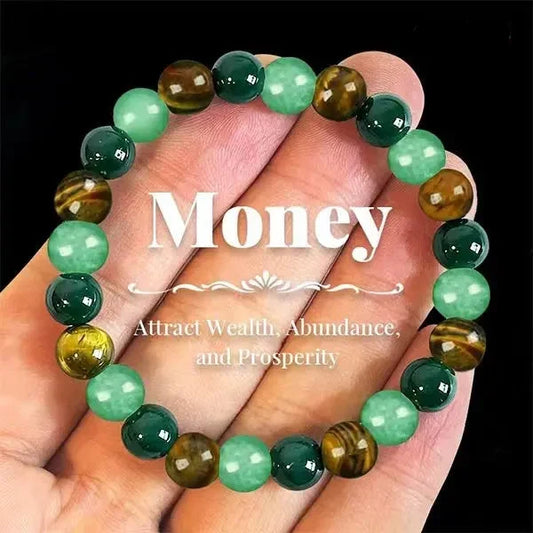 Wealth-attracting bracelet strung with Green Aventurine, Green Quartz