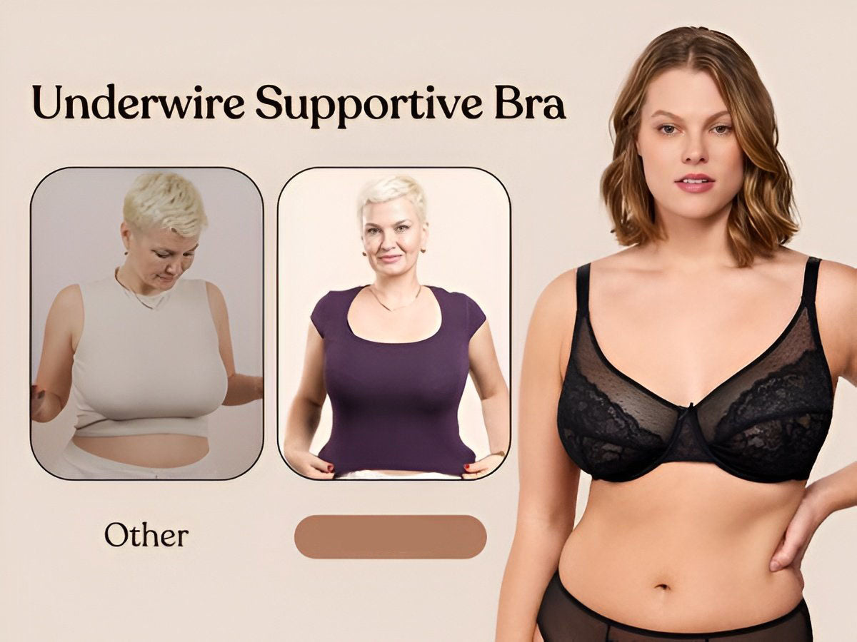 Floral Lace Plus Size Underwire Unlined Unpadded Minimizer Full Coverage Bra