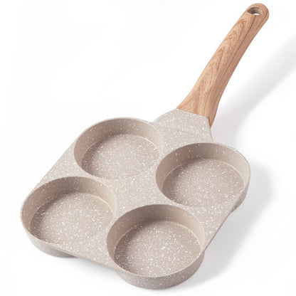 Multifunctional 4 Holes Skillet With Handle Wooden Handle