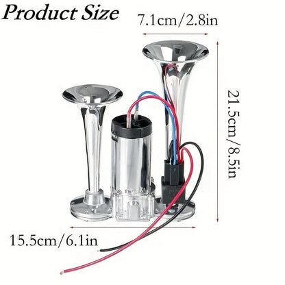 2026 Upgraded 12V 130DB Air Horn Dual Horn, Horn Kit with Air Compressor