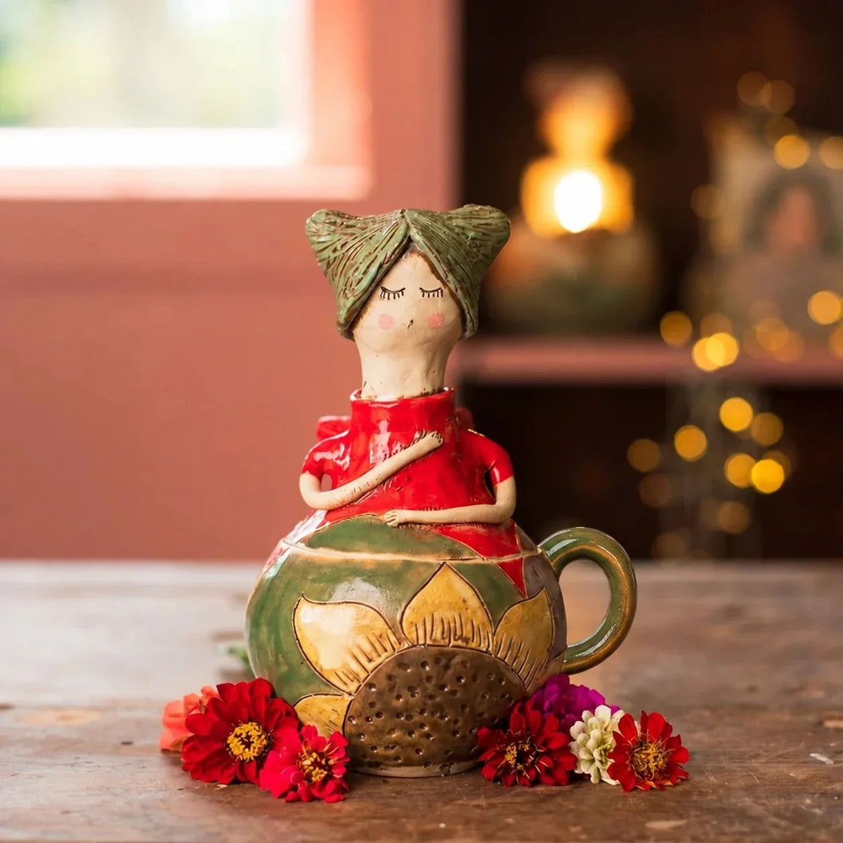 Handcrafted Fairies Storage Jar/Mug | 8 Whimsical Styles with Removable Fairy Lid for Tea, Treats & Tiny Keepsakes
