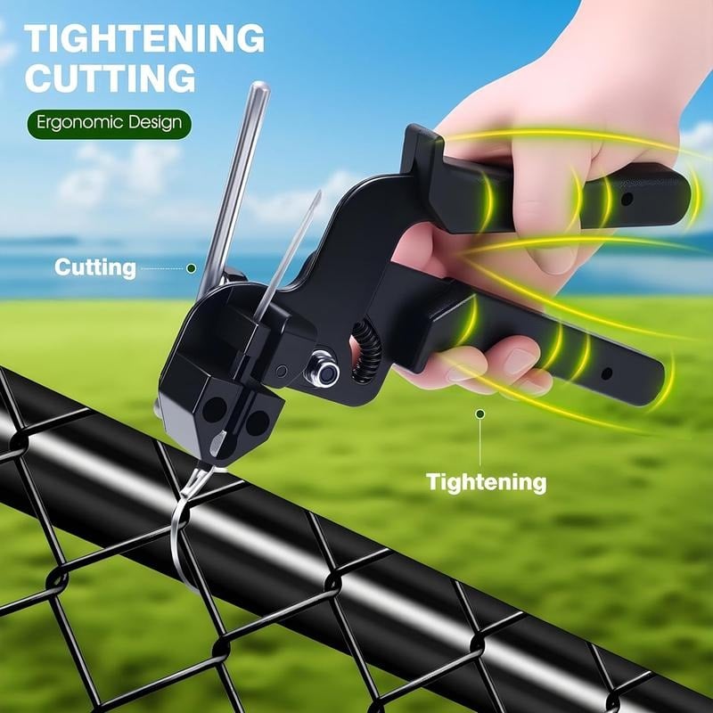 Stainless Steel Cable Tie Gun Tool with Metal Zip Ties, Heavy Duty Cable Tie Tightener & Cutter for Industrial, Fencing
