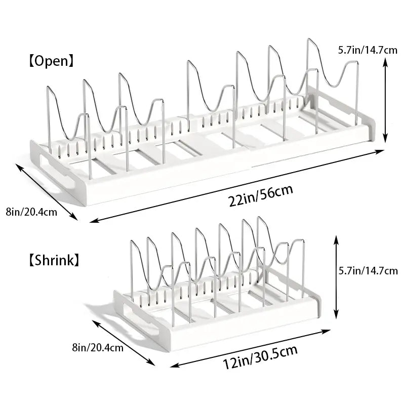 Pot Lid Organizer Rack - 7 Compartment Kitchen Utensils Holder