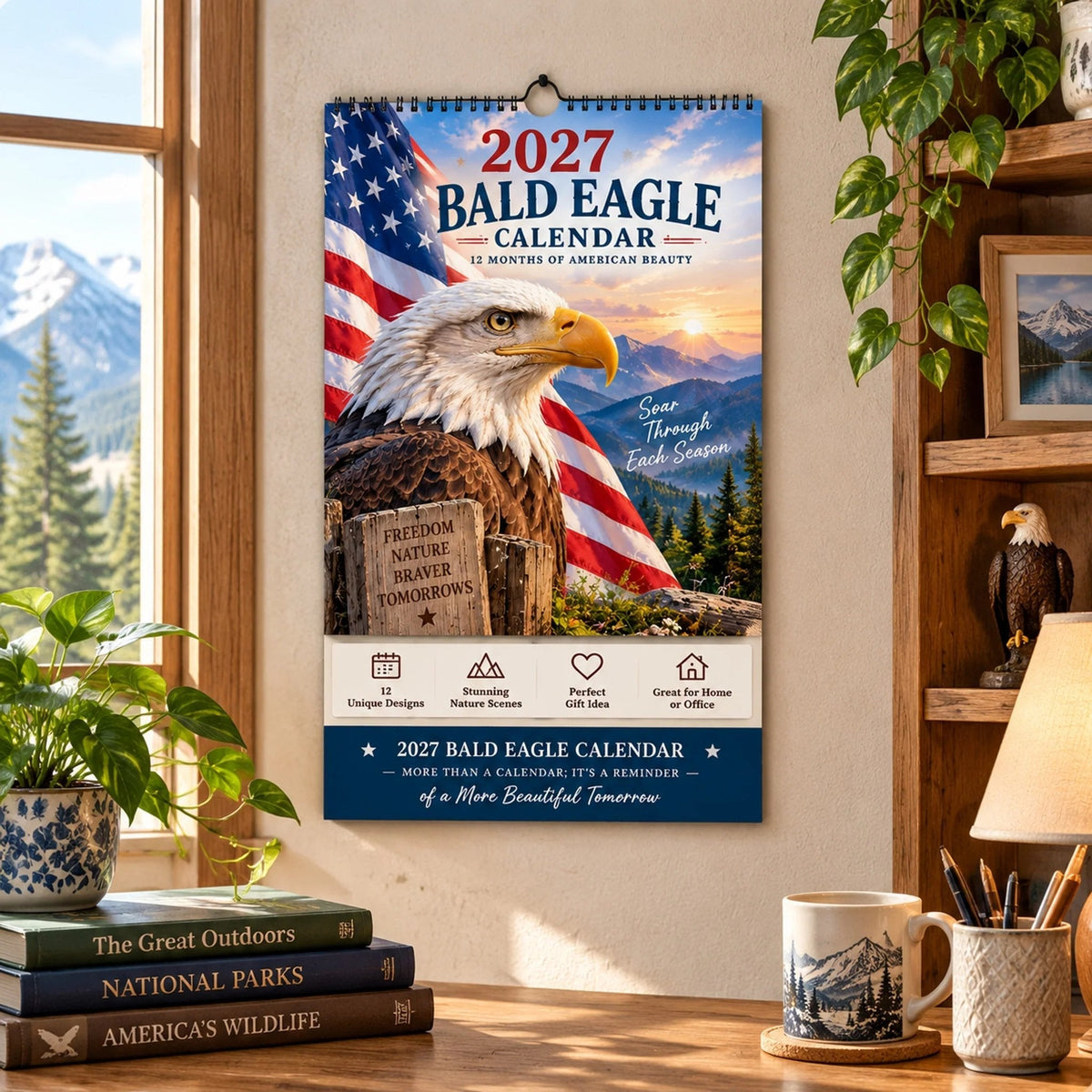 2027 Bald Eagle Wall Calendar 12 Months of Freedom & American Beauty