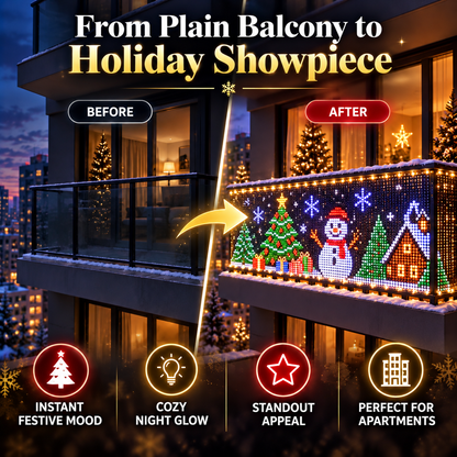 Smart RGB Pixel Curtain Lights App-Controlled Animated Holiday Display for Balcony & Window Decor-2m 2m