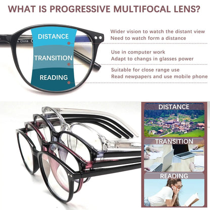 4 Pack Progressive Multifocal Reading Glasses for Women Style