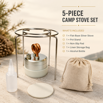 Self-Pressurized Alcohol Stove Lightweight Aluminum & Copper Burner for Hiking, Survival & Camping