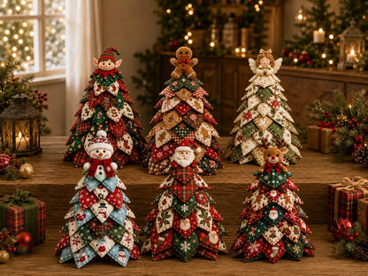 Offer - DIY Quilted Christmas Tree Kit Handmade Fabric Holiday Tabletop Tree Decor