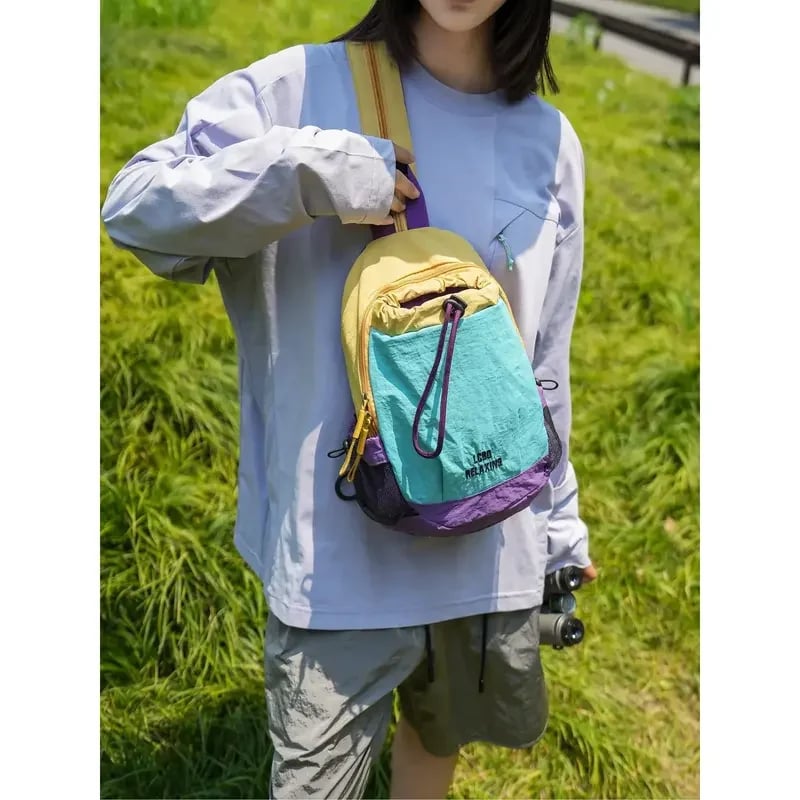 Unisex Lightweight Color Block Nylon Mini Backpack Compact & Water-Resistant Daypack for Every Adventure!