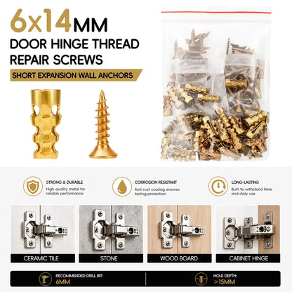 6 14mm Door Hinge Thread Repair Screws