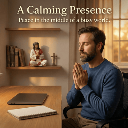 Peaceful Desk Companions Handcrafted Jesus & Virgin Mary Figurines
