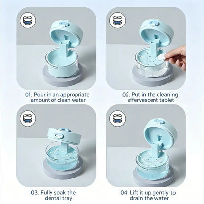Retainer & Denture Cleaner Case with Drain Tray
