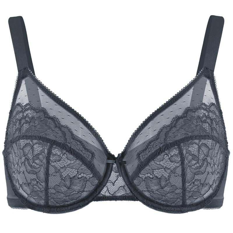 Floral Lace Plus Size Underwire Unlined Unpadded Minimizer Full Coverage Bra