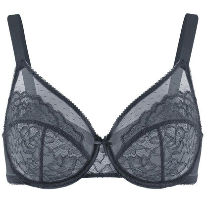 Floral Lace Plus Size Underwire Unlined Unpadded Minimizer Full Coverage Bra