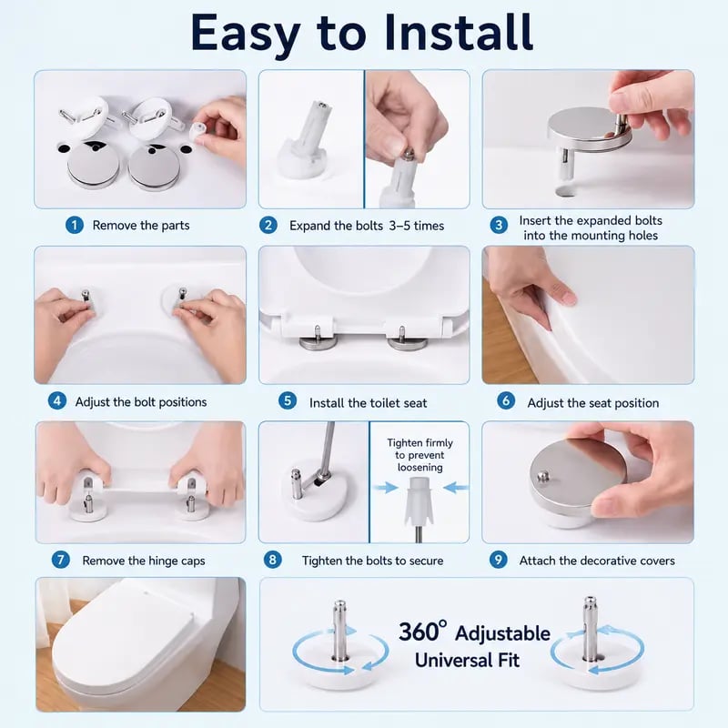 Universal Toilet Seat Expansion Bolts | Stop Wobbly Loose Toilet Seats