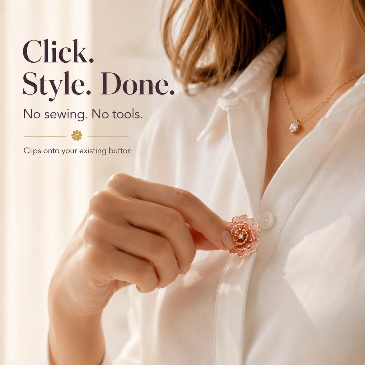 Flower Button Covers Instant No-Sew Shirt & Blouse Upgrade