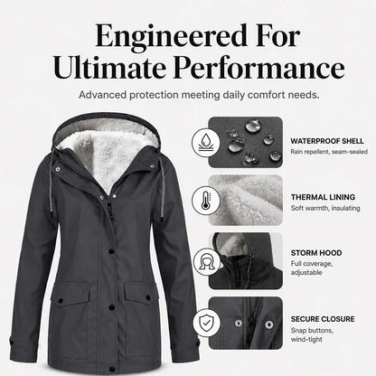 Women's Plush-Lined Windproof Hooded Jacket