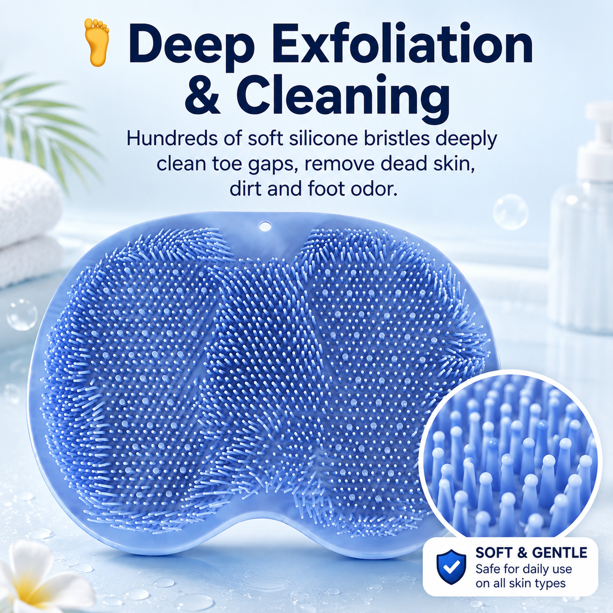 Back/Foot Shower Cleansing Brush - For Cleansing and Exfoliation