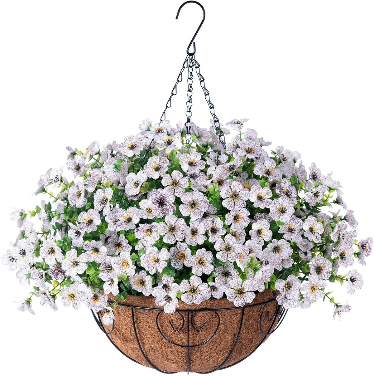 Simulated Hanging Flower Basket No Watering. No Wilting. Just Perfect Blooms