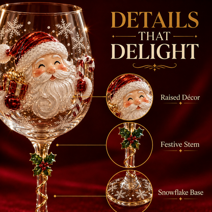 Christmas 3D Wine Glass Collection Gift Box Set