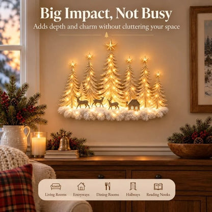 Step Into an Enchanted Winter Grove: Lighted Christmas Woodland Forest Wall Decor