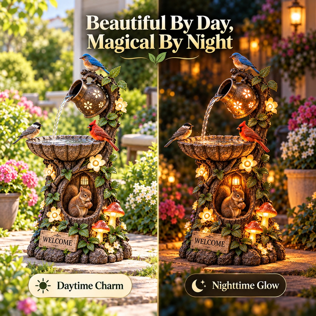 Only: Solar Birdbath Fountain Garden Decor A Cozy Wildlife Haven for Your Yard
