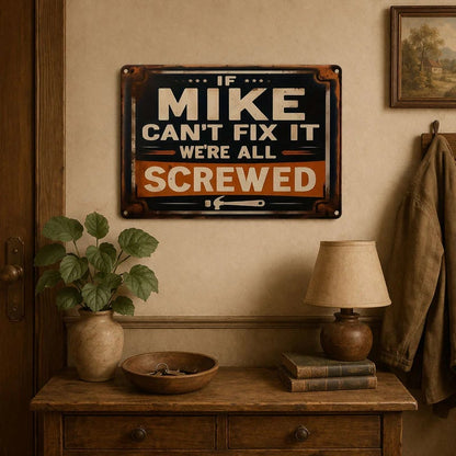 "If Mike Can't Fix It, We're All Screwed" Metal Sign